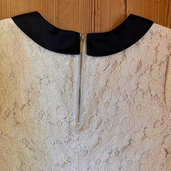 Vince Camuto white lace black collar tee SIZE S - Picture 5 of 5